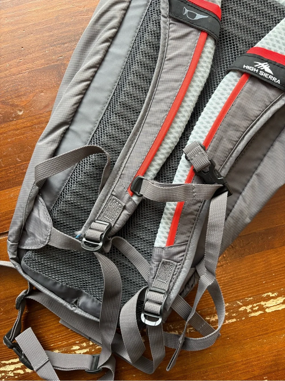 High Sierra Gray and Red Daypack Backpack